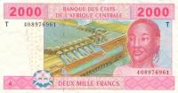 p108Tc from Central African States: 2000 Francs from 2002